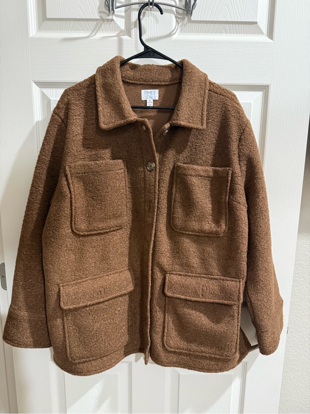 Time and Tru Cozy Brown Fuzzy Jacket